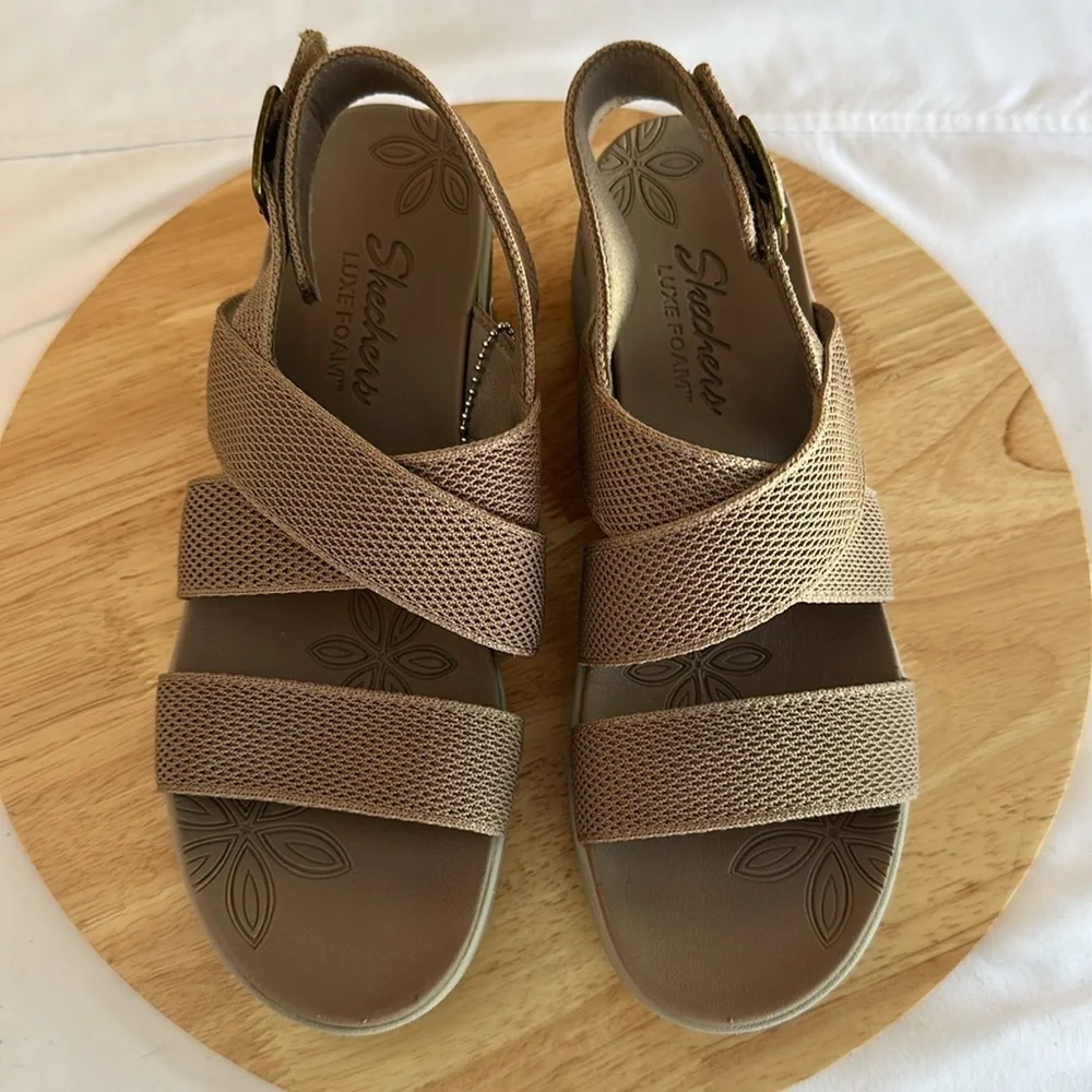 Skechers Pier-Lite Vegan Washable Sling- Back Wedges - Night Owl 10M